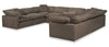 Sofa sectionnel modulaire Eclipse 8 pièces en tissu d’apparence lin avec coussins réversibles en duvet et plumes - gris ardoise