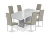 Ensemble de salle à manger Raia 7 pièces avec table et 6 chaises - fabriqué en Italie, base piédestal, moderne, 71 po (L) - blanc