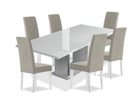 Ensemble de salle à manger Raia 7 pièces avec table et 6 chaises - fabriqué en Italie, base piédestal, moderne, 71 po (L) - blanc