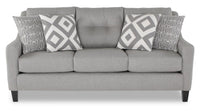 Sofa Kylie de Cindy Crawford Home de 78 po fabriqué au Canada en tissu d’apparence lin avec pattes en bois - gris Zeus