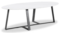Table à café ovale moderne Nico de Kort & Co. de 51 po - pierre frittée blanche avec pattes en métal gris foncé