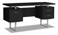 Bureau réversible Teagan de 60 po à 3 tiroirs - noir