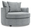 Fauteuil d’appoint enveloppant Sofa Lab personnalisable de 48 po fabriqué au Canada en tissu d’apparence lin - gris Luna Pewter