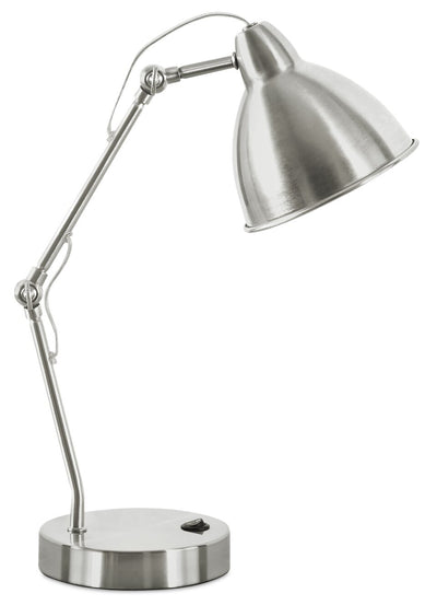 17" Nickle Metal Desk/Task Lamp wiht USB Charging|Lampe de travail et de bureau de 17 po en métal nickel avec recharge USB