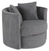 Fauteuil d’appoint pivotant Cuddler Petite de 36 po fabriqué au Canada en tissu de chenille - gris Teddy Nightfall