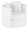 Fauteuil d’appoint pivotant Cuddler Petite de 36 po fabriqué au Canada en tissu de chenille - blanc Plush Heaven