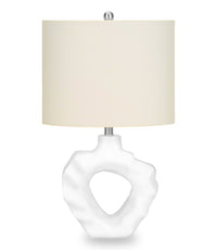 Lampe de table sculptée et ondulée de 27 po en résine crème