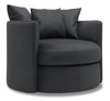 Fauteuil d’appoint pivotant Nest de Sofa Lab personnalisable de 41 po fabriqué au Canada en tissu d’apparence lin - gris Pax Pepper