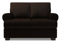 Causeuse Roll de Sofa Lab de 64 po fabriquée au Canada en tissu d’apparence lin - brun Luxury Chocolate