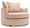 Fauteuil d’appoint enveloppant Sofa Lab personnalisable de 48 po fabriqué au Canada en tissu d’apparence lin - rose Pax Rose