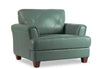 Meuble Vita de Château d’Ax de 44 po en cuir 100 % véritable avec coutures à motif de diamant et pattes en bois - vert écume de mer