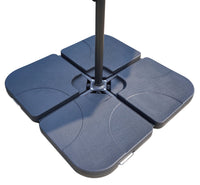 Socle de parasol 4 pièces pour la terrasse à l’extérieur, plastique résistant aux intempéries, universel, base remplie d’eau ou de sable - noir