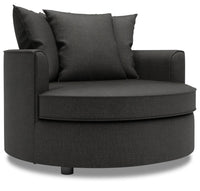 Fauteuil d’appoint enveloppant Sofa Lab de 48 po fabriqué au Canada en tissu d’apparence lin - gris Luna Kohl