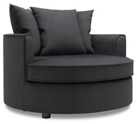 Fauteuil d’appoint enveloppant Sofa Lab de 48 po fabriqué au Canada en tissu d’apparence lin - gris Pax Pepper
