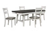 Ensemble de table salle à manger Echo 5 pièces avec table de 70 po (L), tiroirs de rangement, base à tréteaux et 4 chaises - blanc-gris