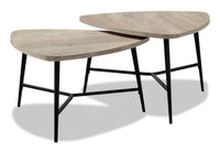 2 tables à café gigognes modernes Mason de 32,5 po - taupe avec pattes en métal noir