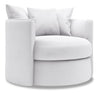 Fauteuil d’appoint pivotant Nest de Sofa Lab personnalisable de 41 po fabriqué au Canada en tissu d’apparence lin - blanc Pax Ice