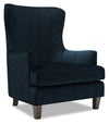 Fauteuil d’appoint à oreilles Sofa Lab personnalisable de 32 po fabriqué au Canada en tissu de chenille - bleu Luxury Indigo