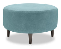 Pouf The Curve de Sofa Lab de 31 po fabriqué au Canada en tissu de velours - bleu Sea Blue