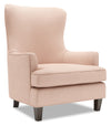 Fauteuil d’appoint à oreilles de Sofa Lab personnalisable de 32 po fabriqué au Canada en tissu d’apparence lin - rose Pax Rose