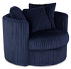Fauteuil d’appoint pivotant Cuddler Midi de 42 po fabriqué au Canada en tissu de chenille - bleu Groove Midnight