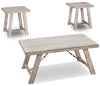 Ensemble 3 tables rustiques Carynhurst de 48 po (table à café et 2 tables de bout) - bois blanchi