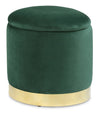 Pouf de rangement Phebe de 16,5 po avec base à bordures dorées - vert