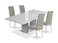 Ensemble de salle à manger Raia 5 pièces avec table et 4 chaises - fabriqué en Italie, base piédestal, moderne, 71 po (L) - blanc