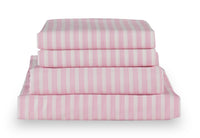Ensemble de draps Hallie de 4 pièces rayés en coton pour lit double - rose