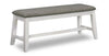 Banc de salle à manger Echo de 47,24 po (L) en bois avec tissu d’apparence lin - gris et blanc