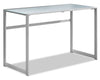 Bureau Kyle de 48 po avec dessus en verre - argenté