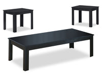 Ensemble 3 tables modernes Kiana de 44 po (table à café et 2 tables de bout) - noir