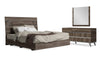 Ensemble de chambre à coucher Gino 5 pièces avec lit à panneaux, commode et miroir - fabriqué en Italie, moderne, brun - format très grand lit
