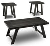 Ensemble 3 tables rustiques Norbrook de 48,13 po (table à café et 2 tables de bout) - bois noir vieilli
