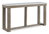 Table de salon moderne Corsa de 64 po - dessus en marbre avec base en bois gris-brun