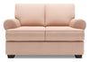 Causeuse personnalisable Roll de Sofa Lab de 64 po fabriquée au Canada en tissu d’apparence lin avec accoudoirs enroulés - rose Pax Rose