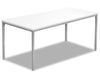 Table à café moderne Ariella de 40 po - dessus blanc avec base en métal gris