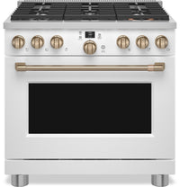 Cuisinière intelligente hybride Café de 5,7 pi³ avec convection européenne véritable et grilles auto…