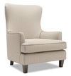 Fauteuil d’appoint à oreilles Sofa Lab personnalisable de 32 po fabriqué au Canada en tissu - beige Mushroom Beige