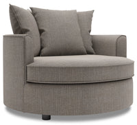 Fauteuil d’appoint enveloppant Sofa Lab de 48 po fabriqué au Canada en tissu d’apparence lin - gris Luna Smoke