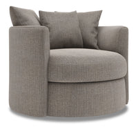 Fauteuil d’appoint pivotant Nest de Sofa Lab de 41 po fabriqué au Canada en tissu d’apparence lin - gris Luna Smoke