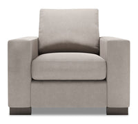 Fauteuil Track de Sofa Lab de 38 po fabriqué au Canada en tissu d’apparence lin avec accoudoirs rectilignes - gris Pax Slate