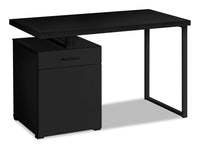 Bureau réversible Remi de 47,25 po avec tiroir et armoire - noir