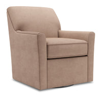 Fauteuil d’appoint pivotant Sofa Lab de 31 po fabriqué au Canada en tissu d’apparence lin - brun Pax Wicker