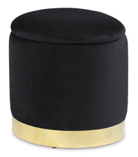 Pouf de rangement Phebe de 16,5 po avec base à bordures dorées - noir