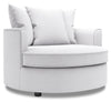 Fauteuil d’appoint enveloppant Sofa Lab personnalisable de 48 po fabriqué au Canada en tissu d’apparence lin - blanc Pax Ice
