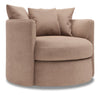 Fauteuil d’appoint pivotant Nest de Sofa Lab personnalisable de 41 po fabriqué au Canada en tissu d’apparence lin - brun Pax Wicker