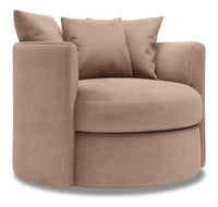 Fauteuil d’appoint pivotant Nest de Sofa Lab de 41 po fabriqué au Canada en tissu d’apparence lin - brun Pax Wicker