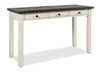 Bureau Madison County de 50 po à 3 tiroirs - blanc rétro avec brun de style bois de grange