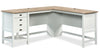 Bureau en forme de L Joana de 65,12 po - blanc doux